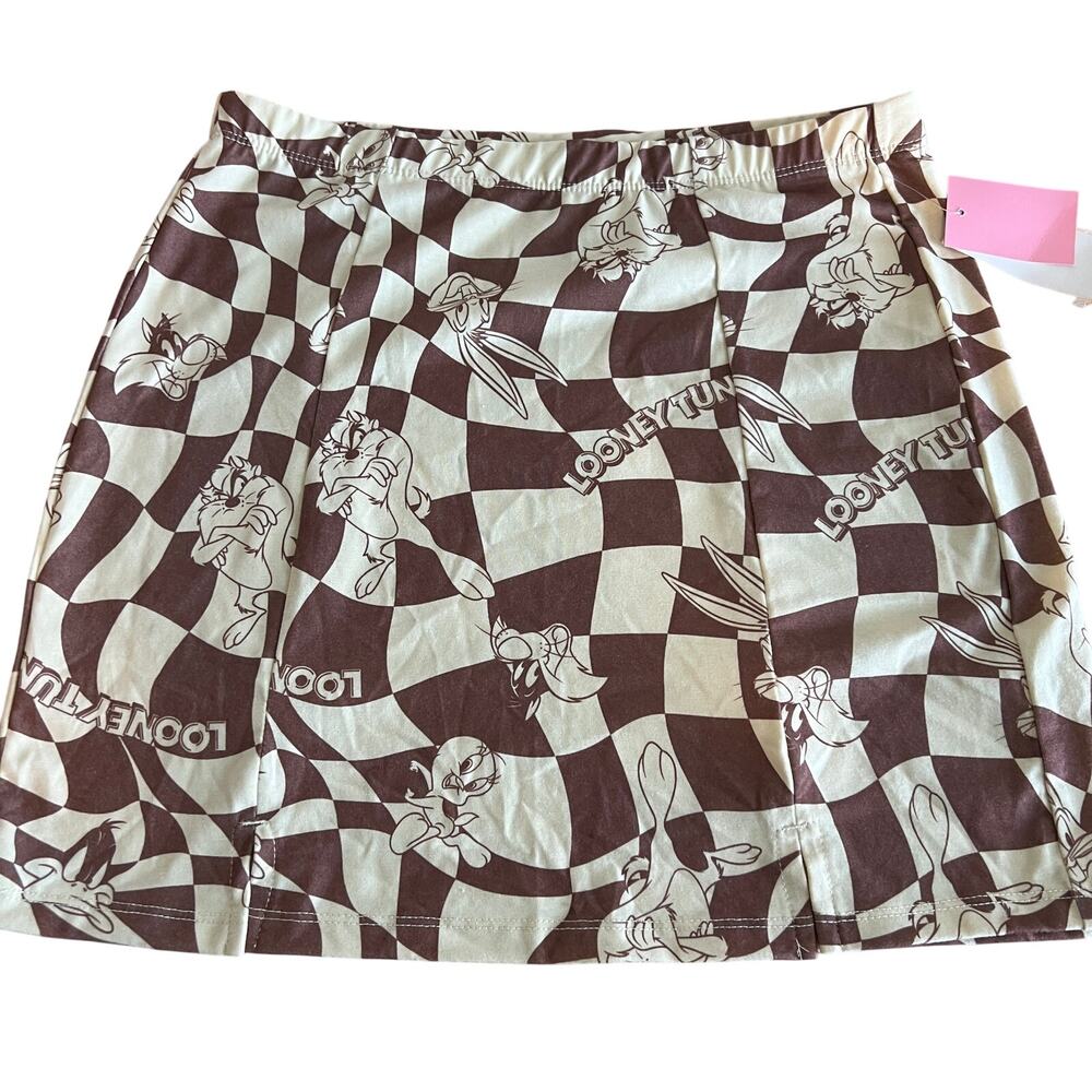 Looney Tunes Women's Graphic Brown Mini Skirt - Size Small - NWT